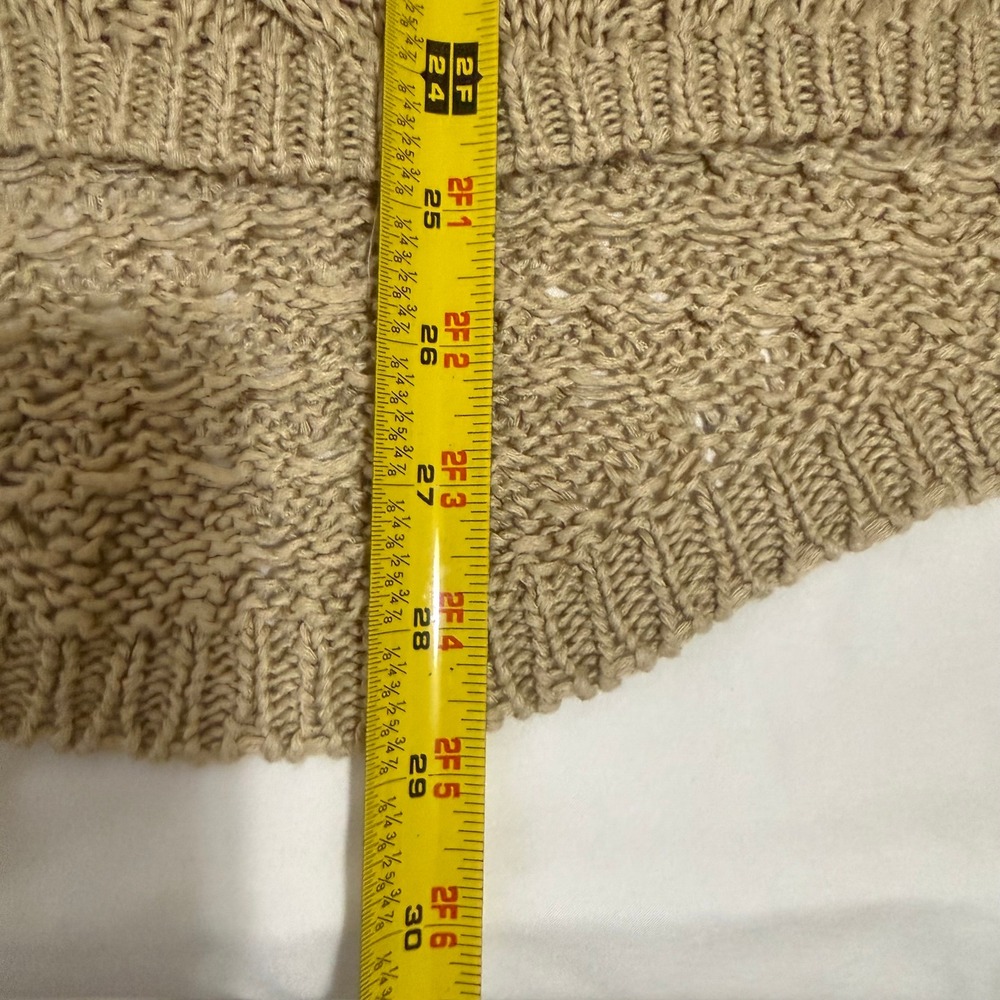 Womens Tan Cable Knit Open Weave 3/4 Sleeve Sweater Top M - Picture 10 of 10